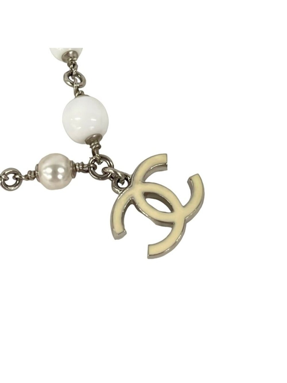 Chanel Bracelet CC Logo Silver White - Picture 2 of 4